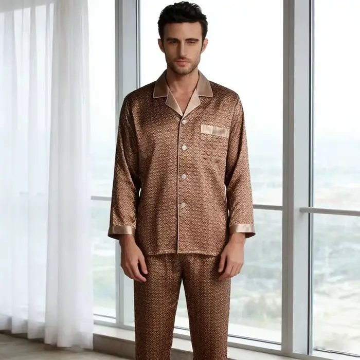 Ensemble de pyjama 2 pièces pour homme à imprimé géométrique