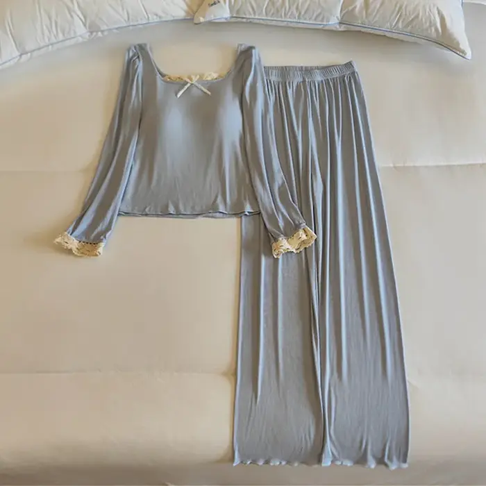 Ensemble pyjama femme Modal confort vêtements de nuit à manches longues dames tenue