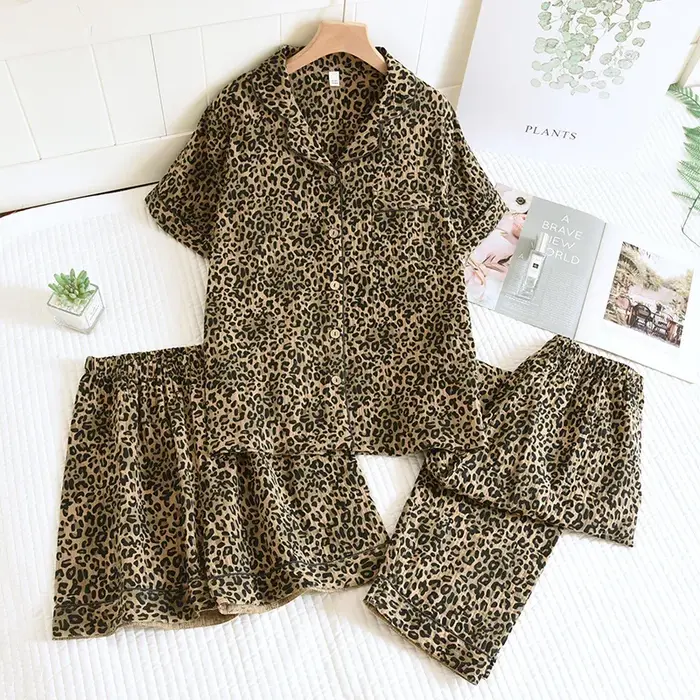 Ensemble de vêtements pyjama 3 pièces en coton pour femmes