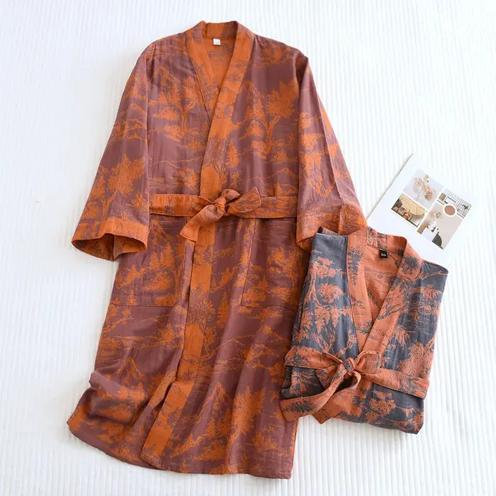 Chemise de nuit en gaze de coton pour couple