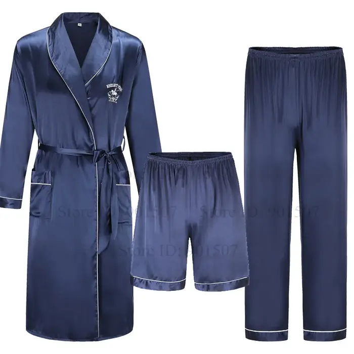 Hommes Homewear loisirs sondes Robe en Satin été printemps vêtements de nuit mâle décontracté Kimono peignoir glace