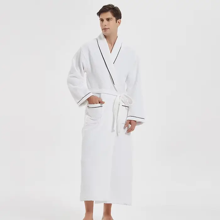 Femmes peignoir coton épais vêtements de nuit hiver Robe chaude Robe de chambre décontracté à manche