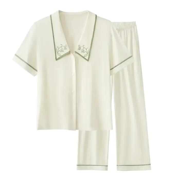 SUJIIN femmes Modal pyjama ensembles été à manches courtes Pjs confort pantalon vêtements de nuit br