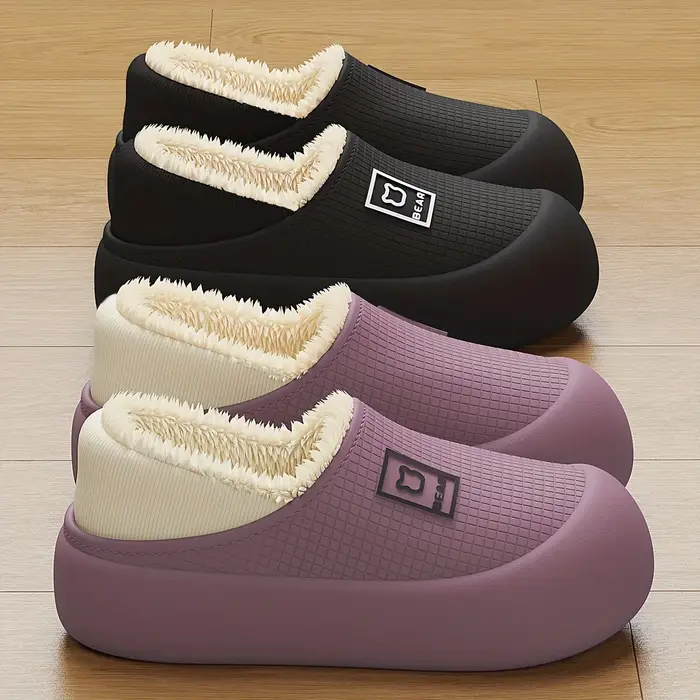 Chaussons pour femmes hiver 2025 nouveau Style à talons intérieur maison semelle épaisse antidérapant polaire doublé