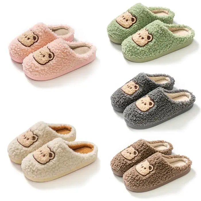 Pantoufles ours en peluche décontractées et mignonnes