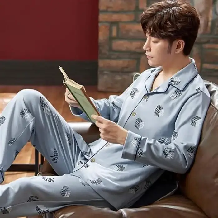 Pyjamas hommes printemps et automne hiver 100% coton à manches longues grande taille vêtements de nu