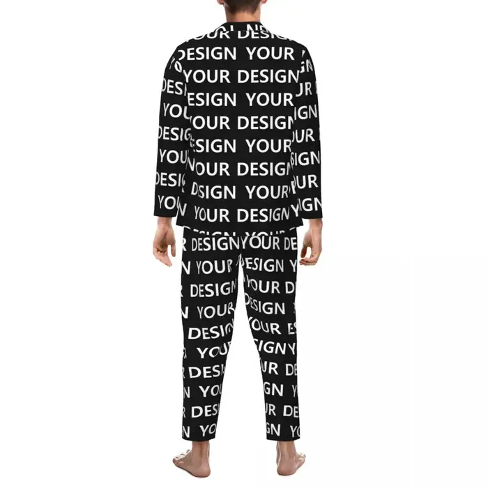 Pyjamas pour hommes ajouter des vêtements de nuit de chambre de conception personnalisé bricolage fait votre Image deux pièces pyjama ample ensembles manches longues surdimensionné costume de maison