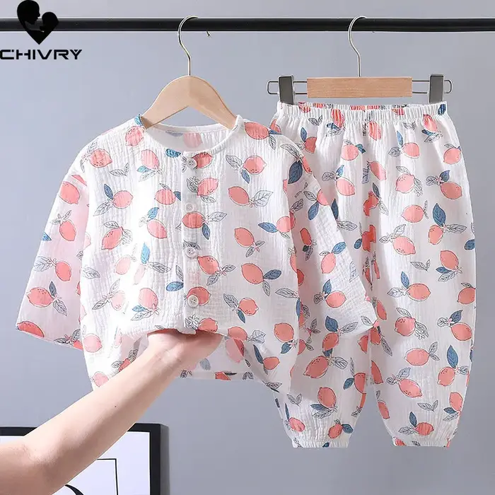 Pyjama d'été en coton et lin pour enfants