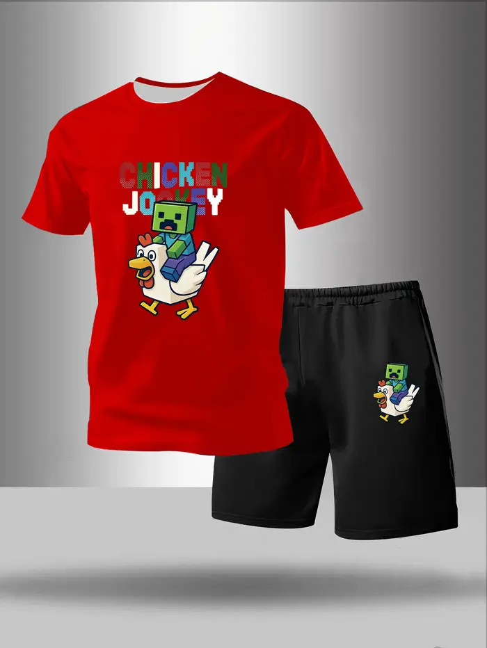 Pyjama deux pièces pour homme manches courtes et shorts motif lettres tendance ensemble pour le prin