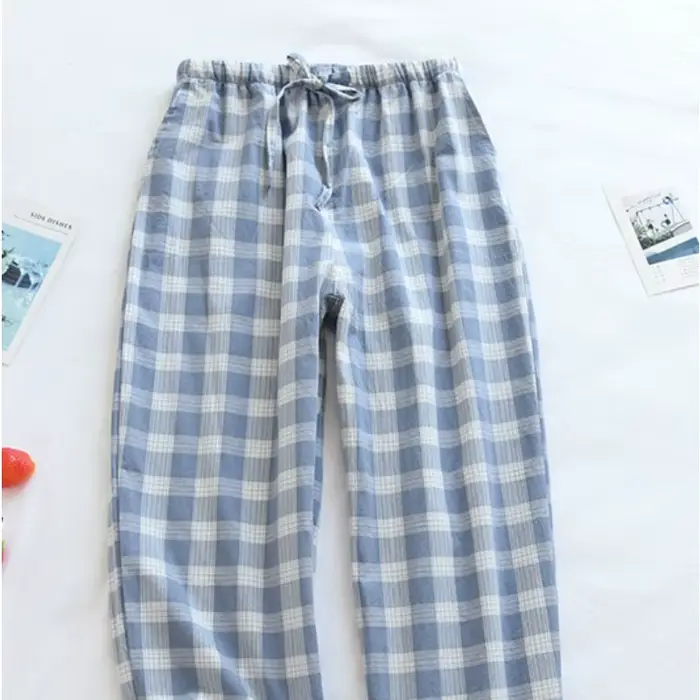 Pantalon de maison en coton à grands carreaux pour hommes