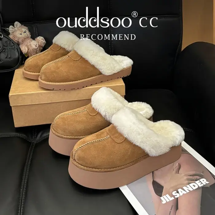 Ods luxe concepteur chaussons pour femmes hiver en peluche chaussures chaudes unisexe intérieur extérieur tongs