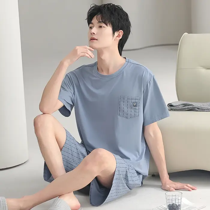 Ensemble pyjama d'été à manches courtes pour hommes