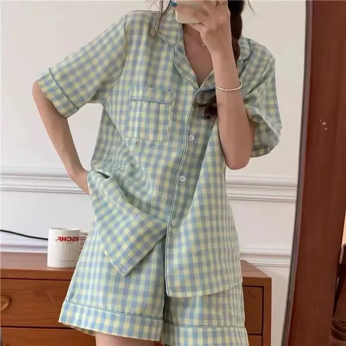 Pyjamas femmes dessin animé ours mignon haute valeur à manches courtes vêtements de détente costume Cardigan rayé
