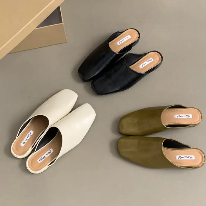 Bailamos nouvelle marque femmes pantoufle mode bout rond sans lacet Mules chaussures doux talon plat en plein air