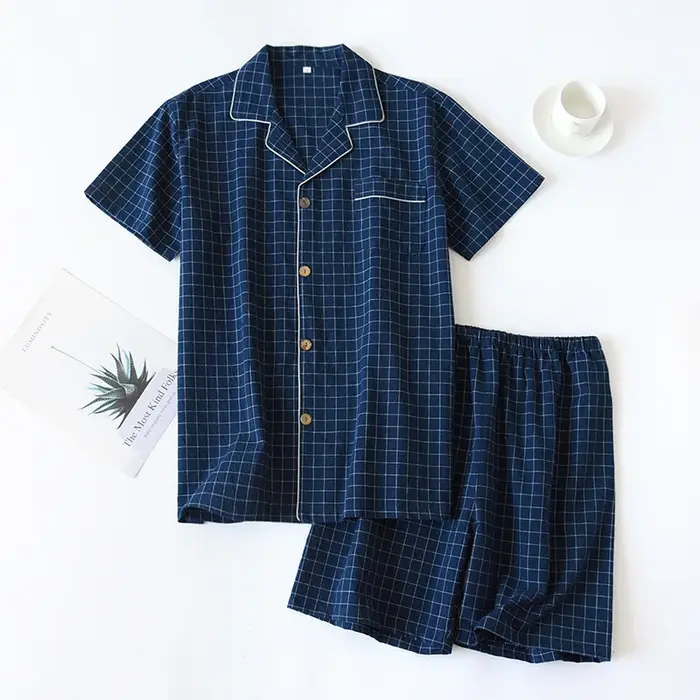 Ensemble de pyjama en coton à carreaux pour hommes