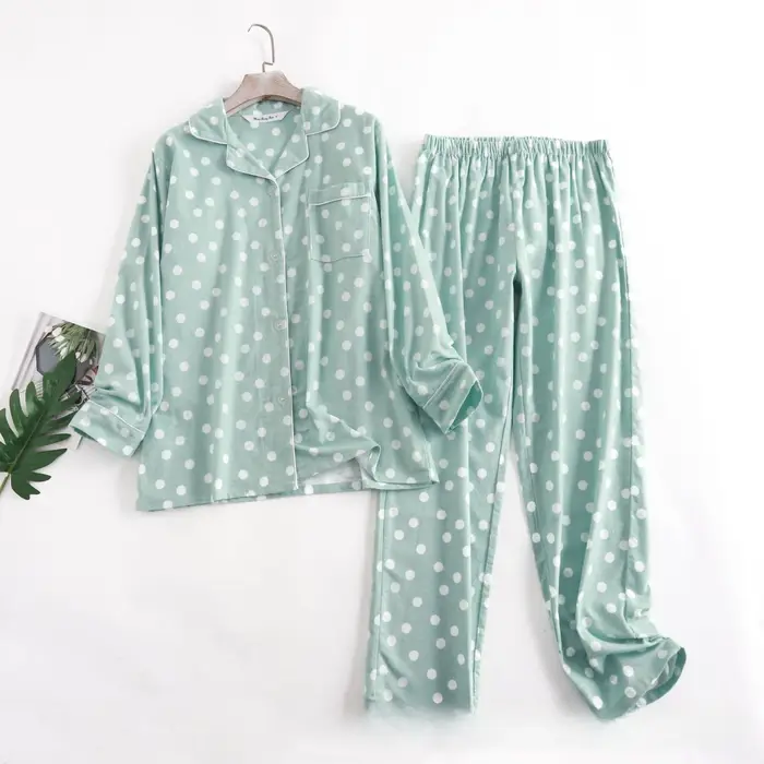 Pyjama pantalon en flanelle de coton, costume pour vêtements de maison, imprimé Simple, ample, autom