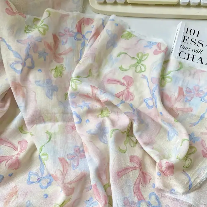 Tissu en popeline de coton couleur macaron