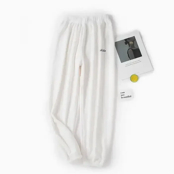Pantalon de pyjama chaud en velours optique pour femme, bas de sommeil, vêtements de maison chauds,