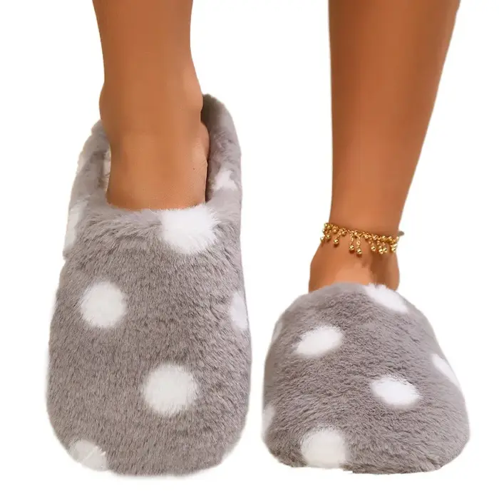 Pantoufles coulissantes en peluche à semelle souple, légères et antidérapantes, pantoufles en fourru