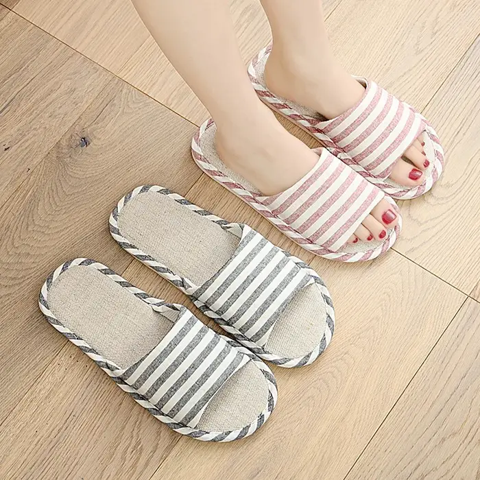 GUQIWT Pantoufles de printemps en lin pour couples