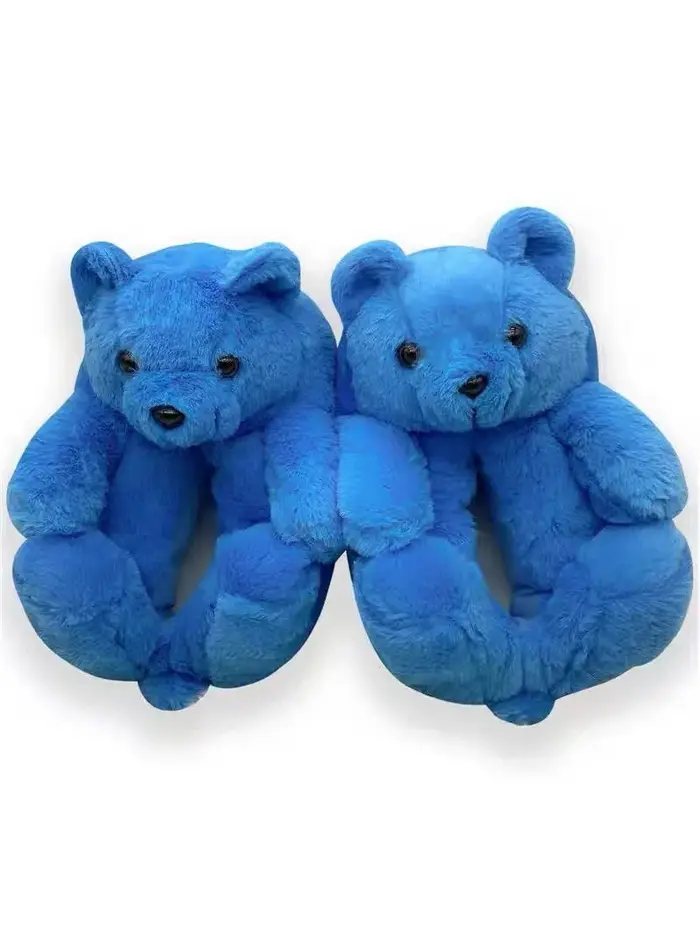 Pantoufles chaudes en peluche ours en peluche, chaussures d'intérieur de grande taille pour la maiso