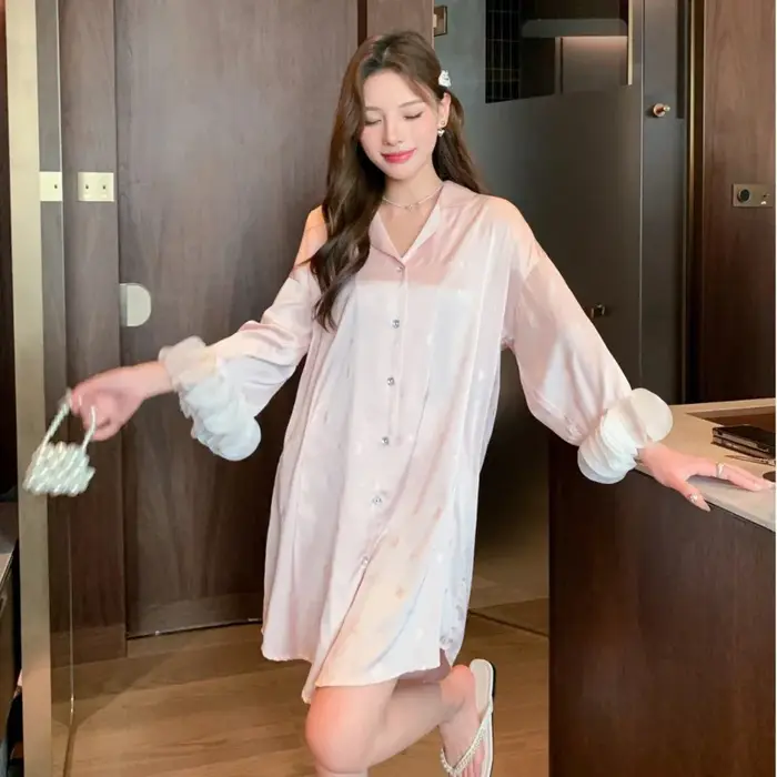 2025 printemps automne mode papillon chemise de nuit glace soie dentelle femmes pyjamas deux pièces ensemble à manches