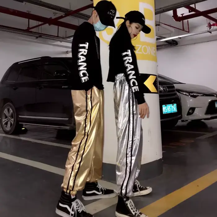 Pantalon de jogging métallisé argenté