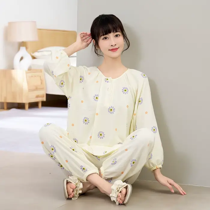 Vêtements de nuit pour femmes, ensembles de vêtements de nuit fins, confortables, simples, doux, déc