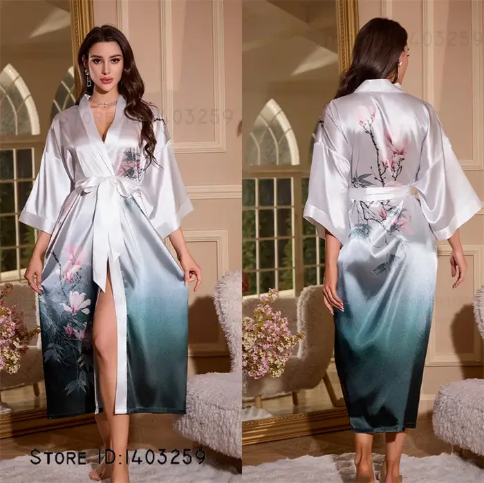 Femme longue Robe vêtements de détente élégant Style chinois Kimono peignoir