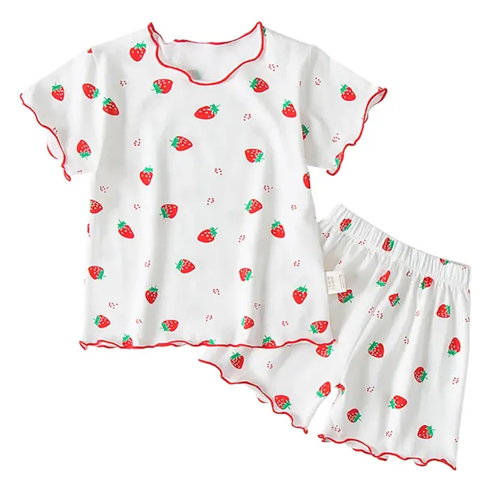 Ensembles de pyjama d'été pour filles, motif de dessin animé élégant, haut à manches courtes et pant