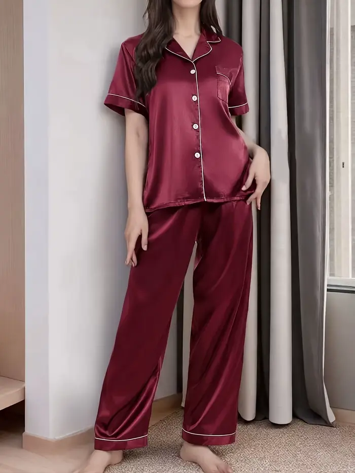 Ensemble de pyjama en satin de soie pour femmes