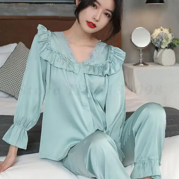Ensemble pyjama en Satin imitation soie pour femmes