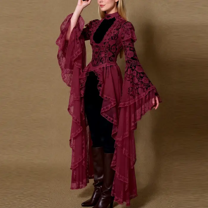 Robe décontractée à manches évasées pour femmes
