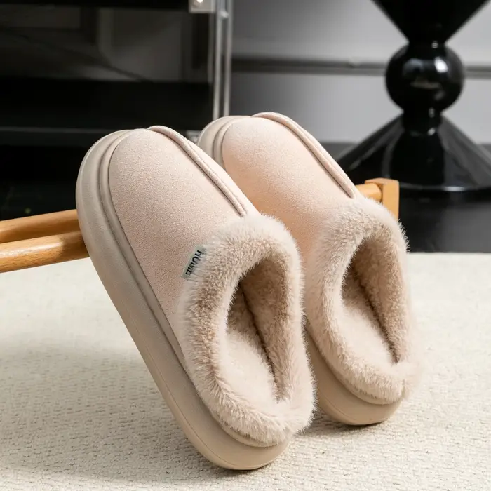 Pantoufles en coton pour hommes, automne et hiver, en peluche, chaudes et épaisses, vêtements de mai