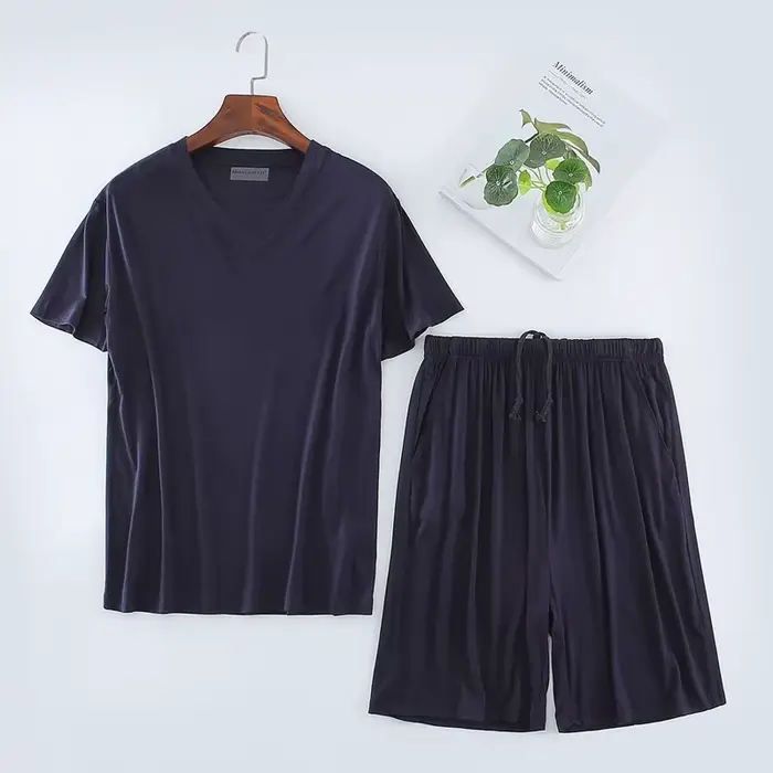 Grande taille pyjamas ensemble homme Modal vêtements de nuit