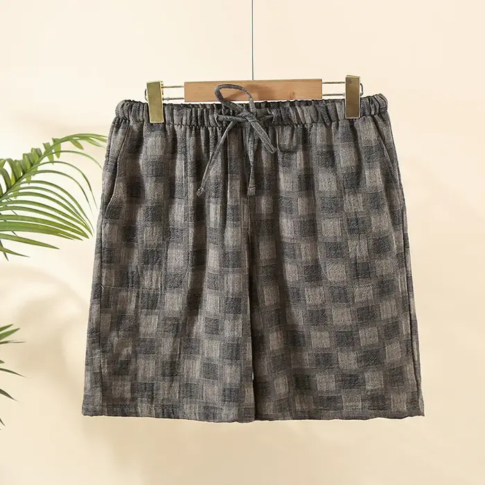 100% coton pyjamas pantalons pour hommes mode Plaid vêtements de nuit pour enfants homme Shorts de couchage décontracté