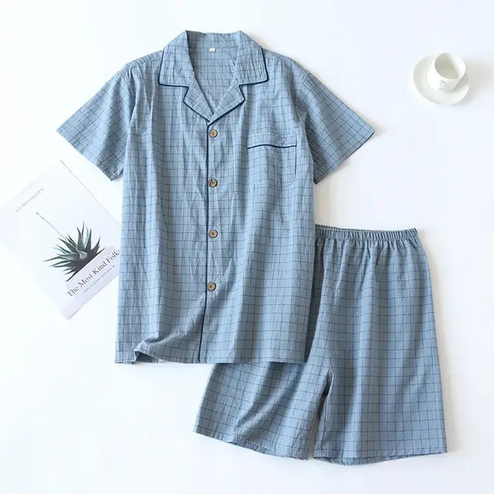 Pyjama d'été fin à manches courtes pour hommes