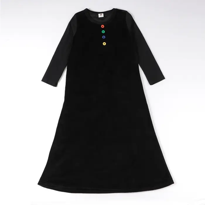 Chemise de nuit longue en velours pour filles, bleu et rose, côtelé, noir, vêtements maxi, robes déc