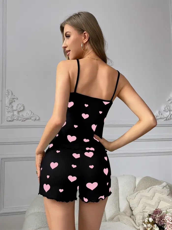 Ensemble pyjama à motif cœur pour femmes