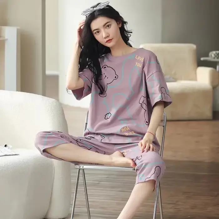Été nouvelles dames pyjamas Homewear ensemble de pyjamas à manches courtes femmes été Simple coréen 
