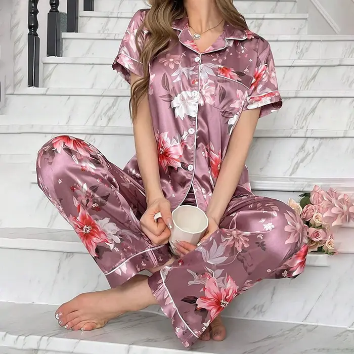 Ensemble de pyjamas à manches longues pour femmes, vêtements de nuit boutonnés, ensembles de pyjamas