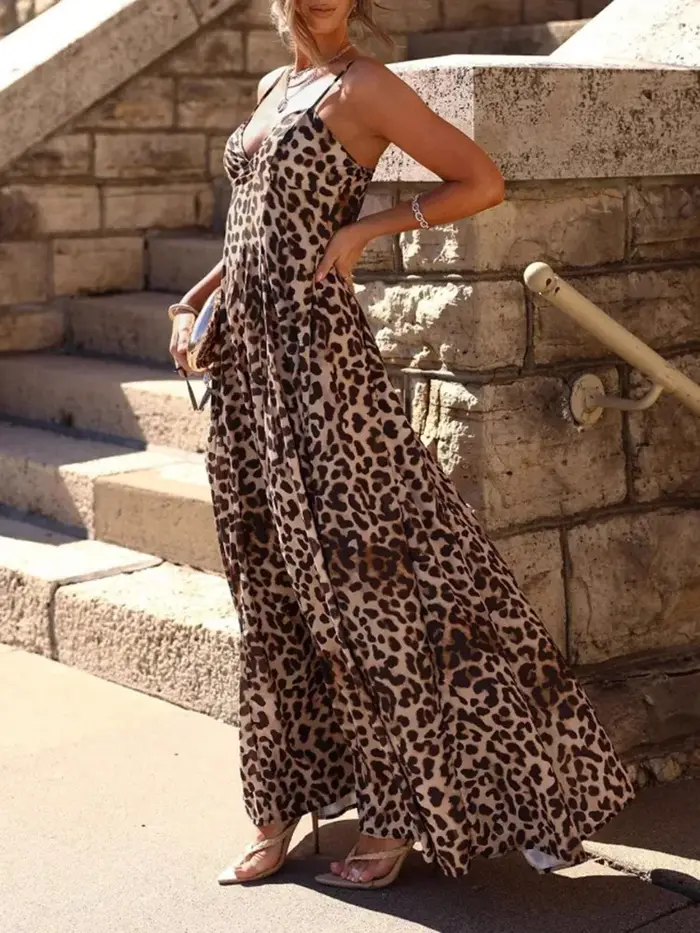 Nouvelle Robe Longue Léopard Femme 2026