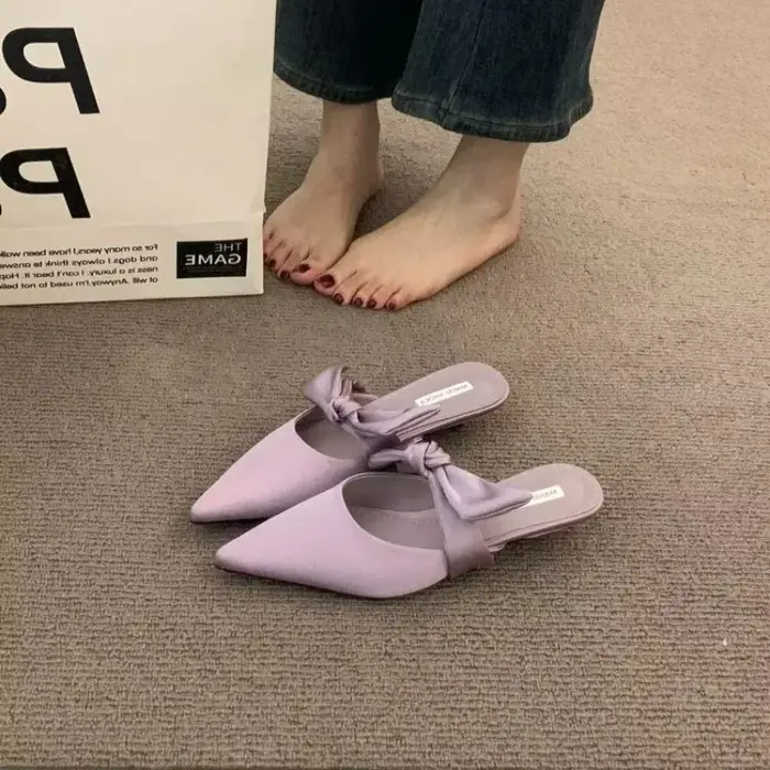 Demi-pantoufles en Satin à bout pointu pour femmes