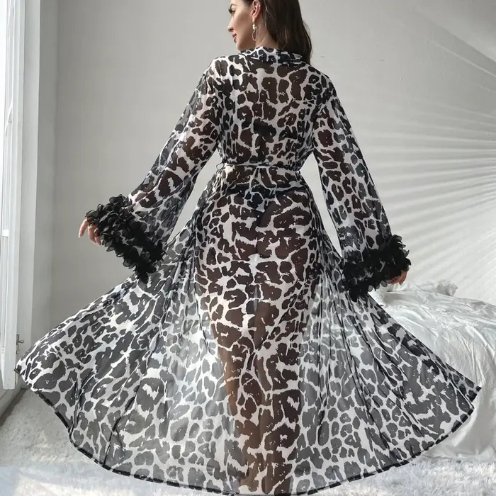 Robe longue sexy à imprimé léopard pour femmes