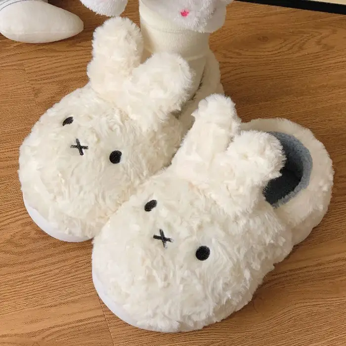Miffy Anime peluche coton pantoufles Kawaii dessin animé hiver maison portant à l'extérieur antidéra