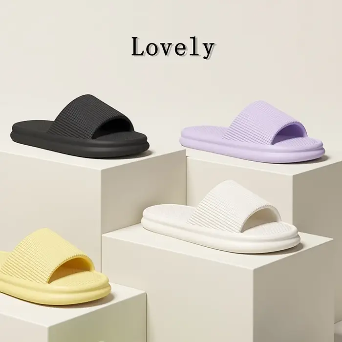 Jolies pantoufles d'été de couleur unie pour femmes et hommes