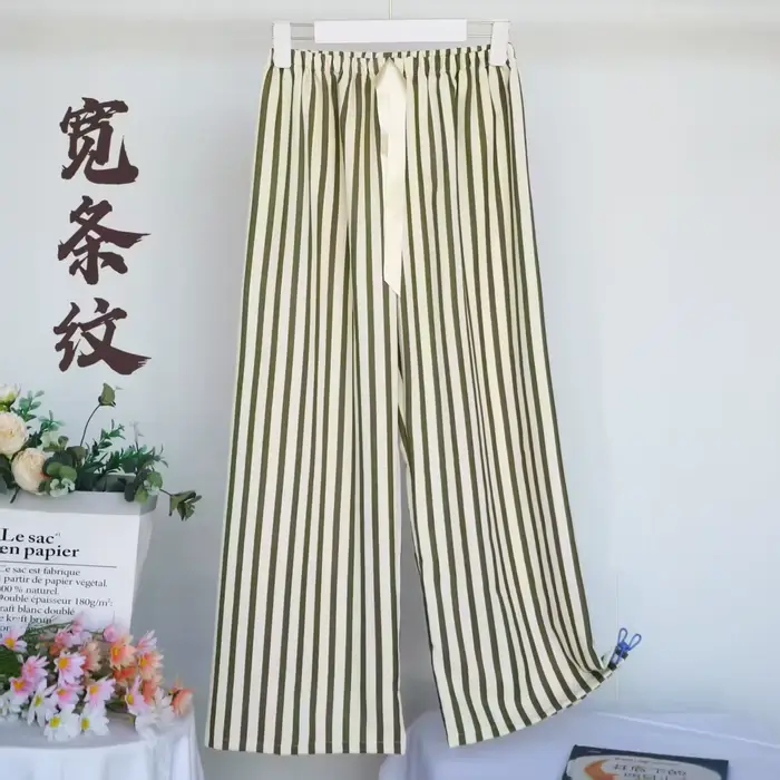 Mode rayé pyjama pantalon pour femmes doux ceinture printemps vêtements de nuit pour enfants pyjama