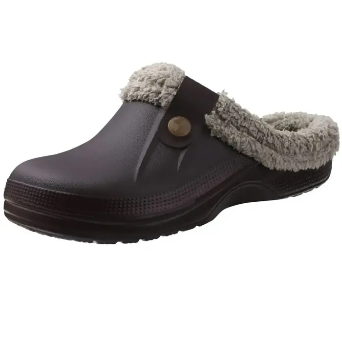 Sourire hiver sabots doublés de fourrure femmes pantoufles floues hommes