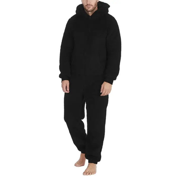 Pyjama à Capuche avec Fermeture Éclair sur le Devant pour Homme, Combinaison Book ine Longueur, Vête