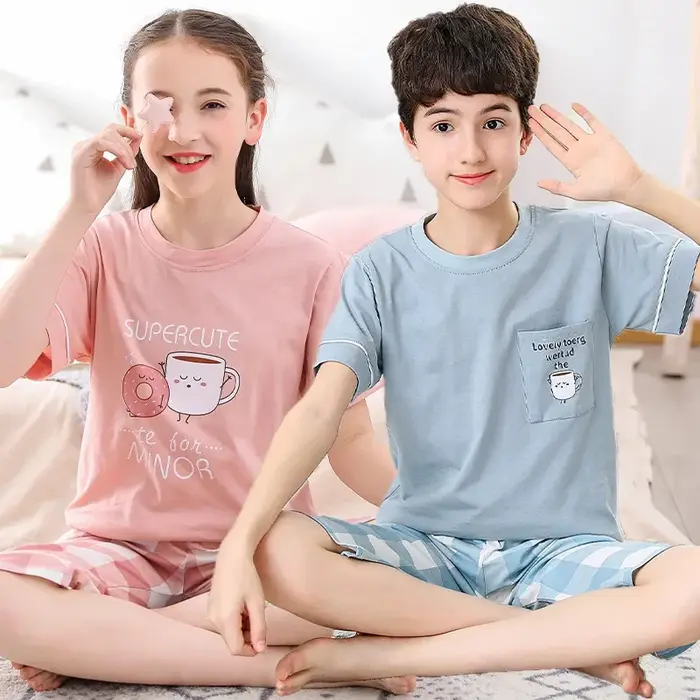 Pyjama à Manches Courtes 100% Coton pour Adolescent